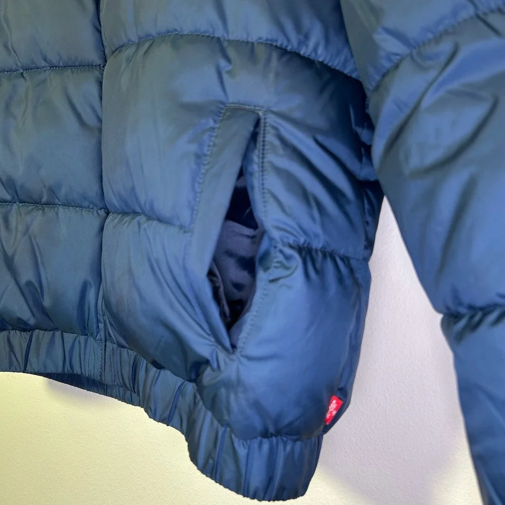 Levi's Kids Puffer Jacket Hooded Blue Red White L‎ (12-13) Boys Girls Coat